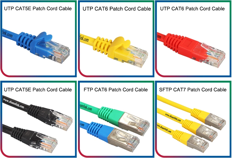 8p8c Ethernet Patch Cord Computer RJ45 Plug Connector Shielded or Unshielded Cat5e CAT6 CAT6A Cat7 Flat Network Patch Cord