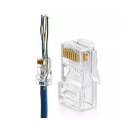 Ez RJ45 Pass Through Plug UTP Ethernet Cables Network Modular Plug Cat5e/CAT6/CAT6A RJ45 Crystal Heads 8p8c Plug