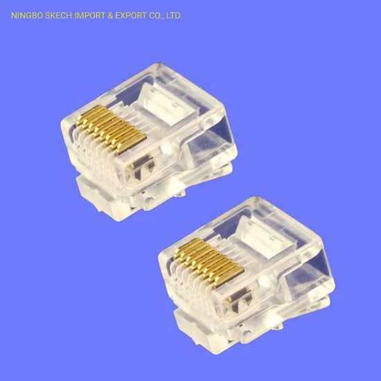 Cat5e UTP Unshielded RJ45 8p8c Connector 50 Micron 15u 30u 50u Gold Modular Plug Designed for Cabling System