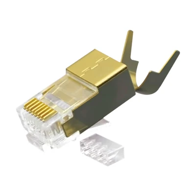 CAT.7 RJ45 8P8C Modular Plug Shielded (FTP) Network Connectors Gold Plated Copper Shield 2 Pieces Kit Matal
