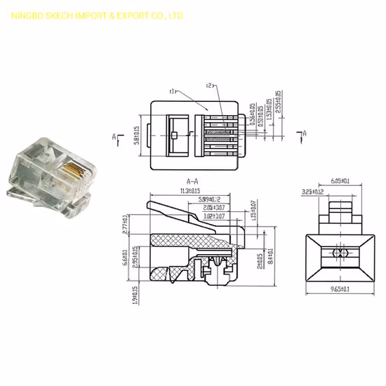 High Quality Rj11 6p2c Modular Plug Cat3 Telephone Connector Telephone Plug for 2 Core Telephone Cable