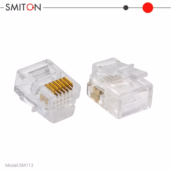 Rj12 6p6c Modular Cable Head Telephone Connectors Crystal Plugs