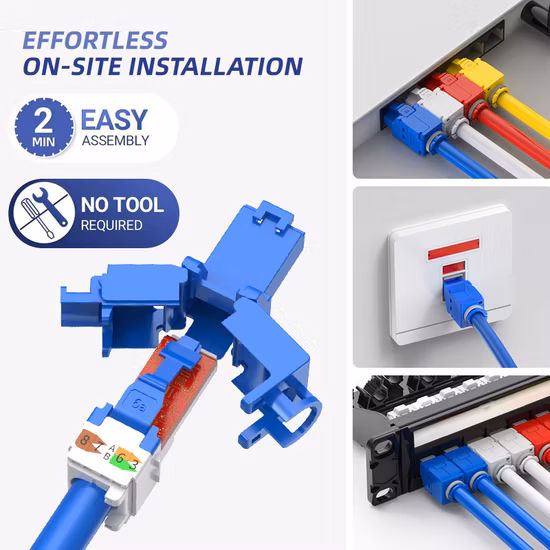 RJ45 Termination Plug CAT6A Unshielded Tool-Free Modular Jack Connector